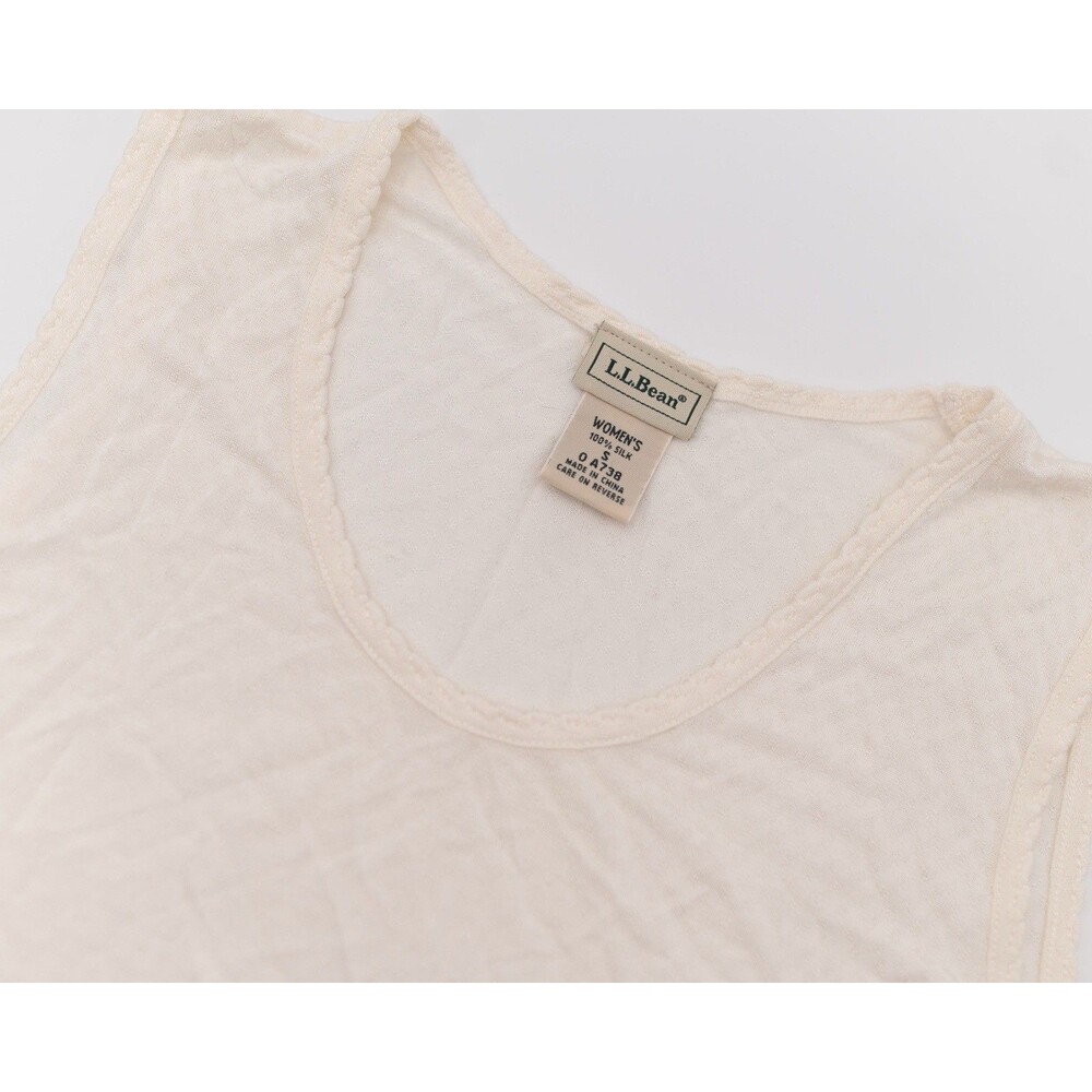 Vintage LL BEAN Winter Silk Tank Top Womens Small 100% Silk Base Layer Ivory